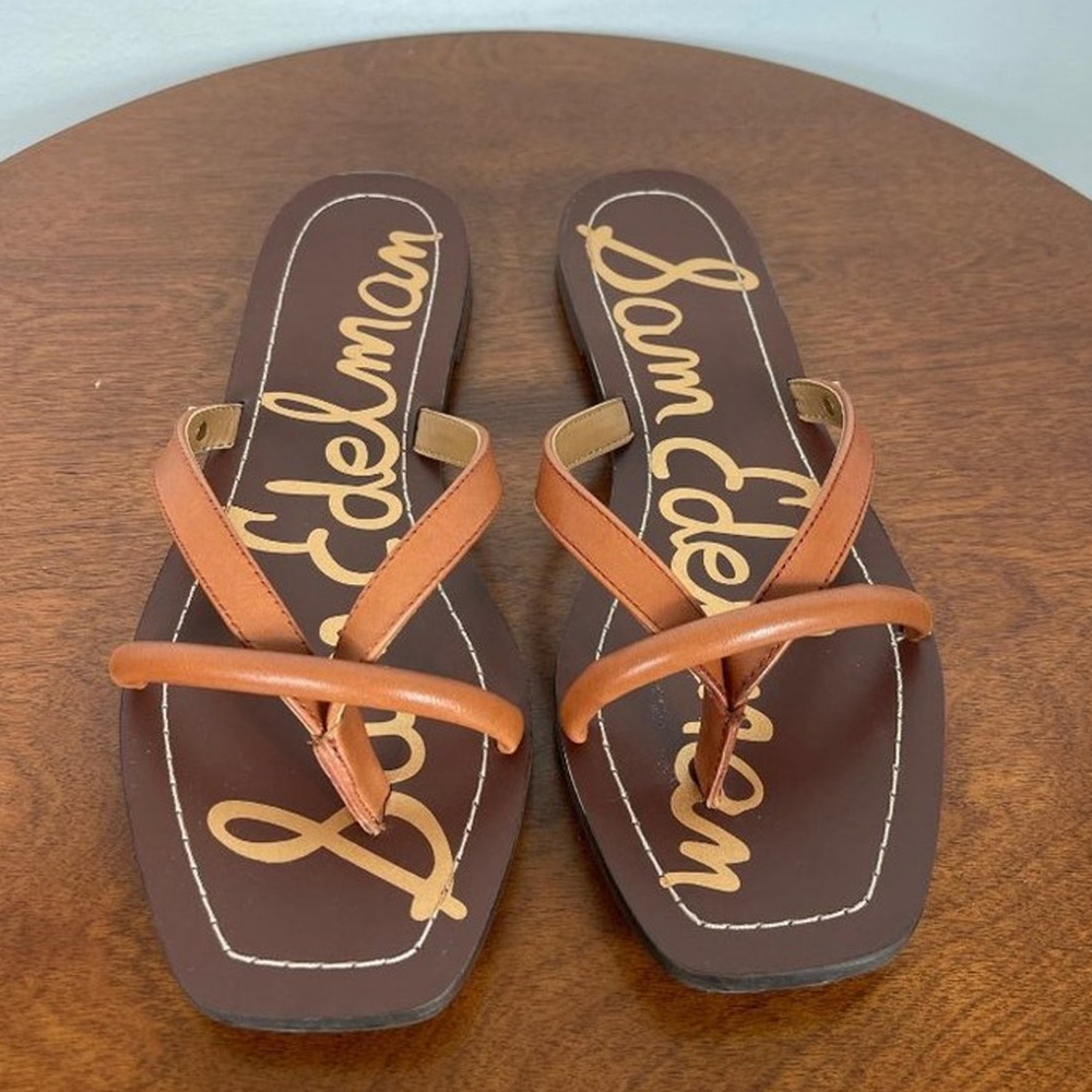 Sam Edelman Abbey Sandals in Ginger Brown Leather Women's Size 7 - Picture 2 of 9